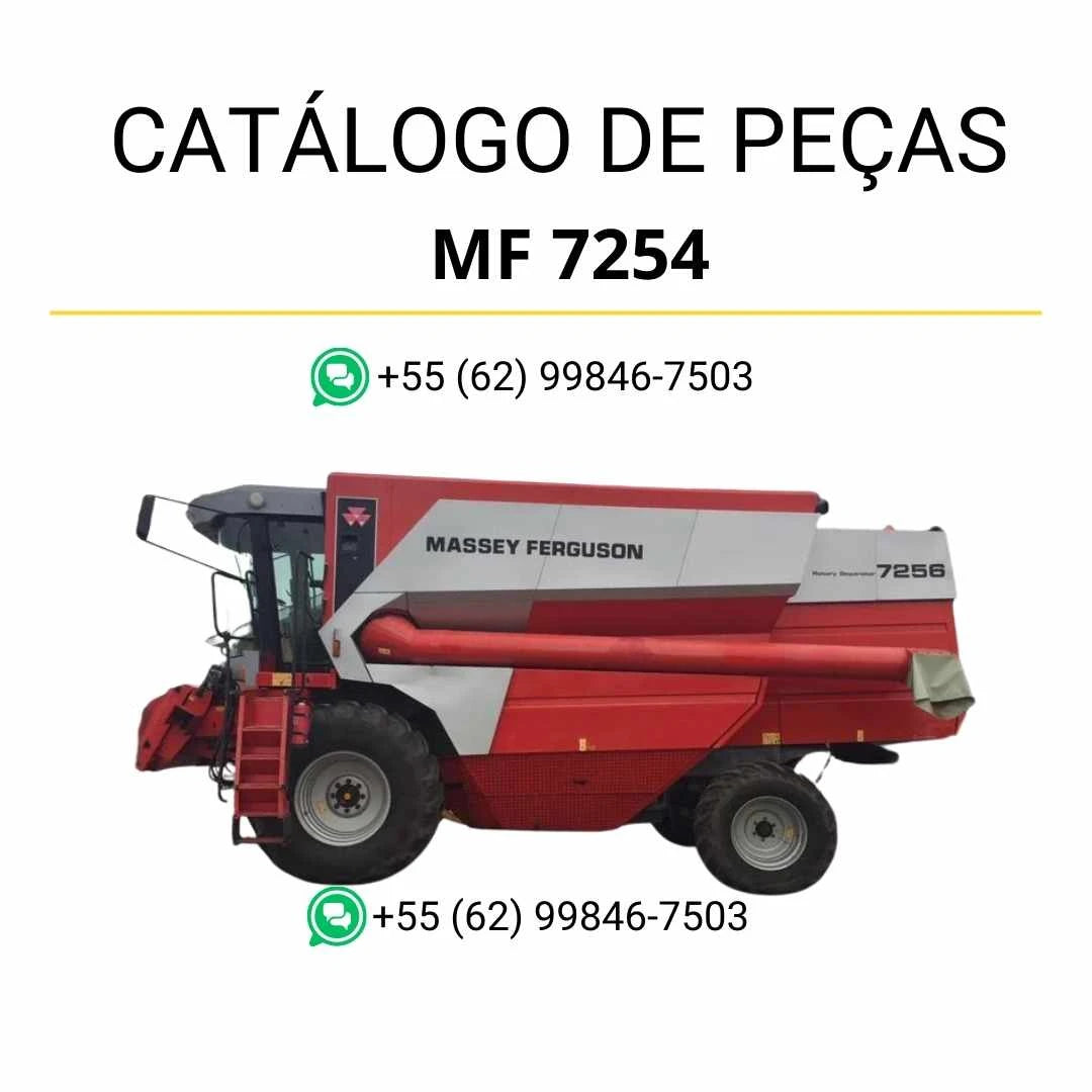 Catálogo de peças PDF Massey Ferguson MF 7254 e 7256 combine, com diagramas detalhados e identificação completa dos componentes.
