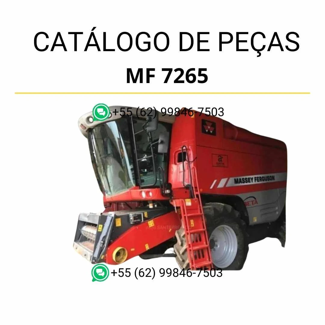 Catálogo de peças PDF Massey Ferguson MF 7265 combine, com ilustrações técnicas e identificação completa dos componentes da colheitadeira.