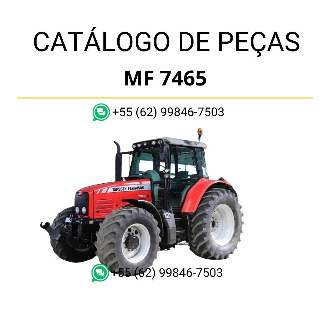 Catálogo de peças PDF Massey Ferguson MF 7465 com ilustrações técnicas e identificação completa dos componentes do trator.
