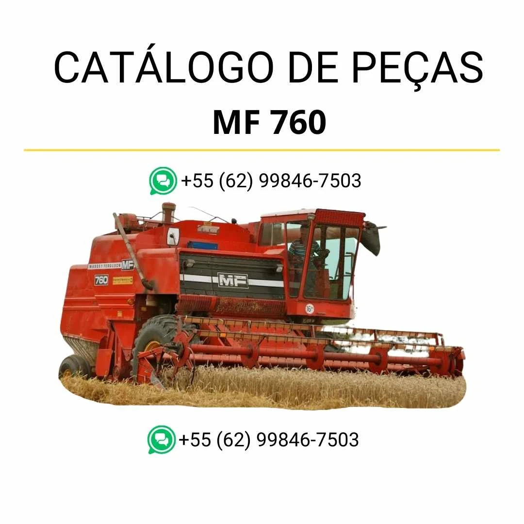 Catálogo de peças PDF Massey Ferguson MF 760 Combine colheitadeira, com diagramas detalhados e identificação completa dos componentes originais.
