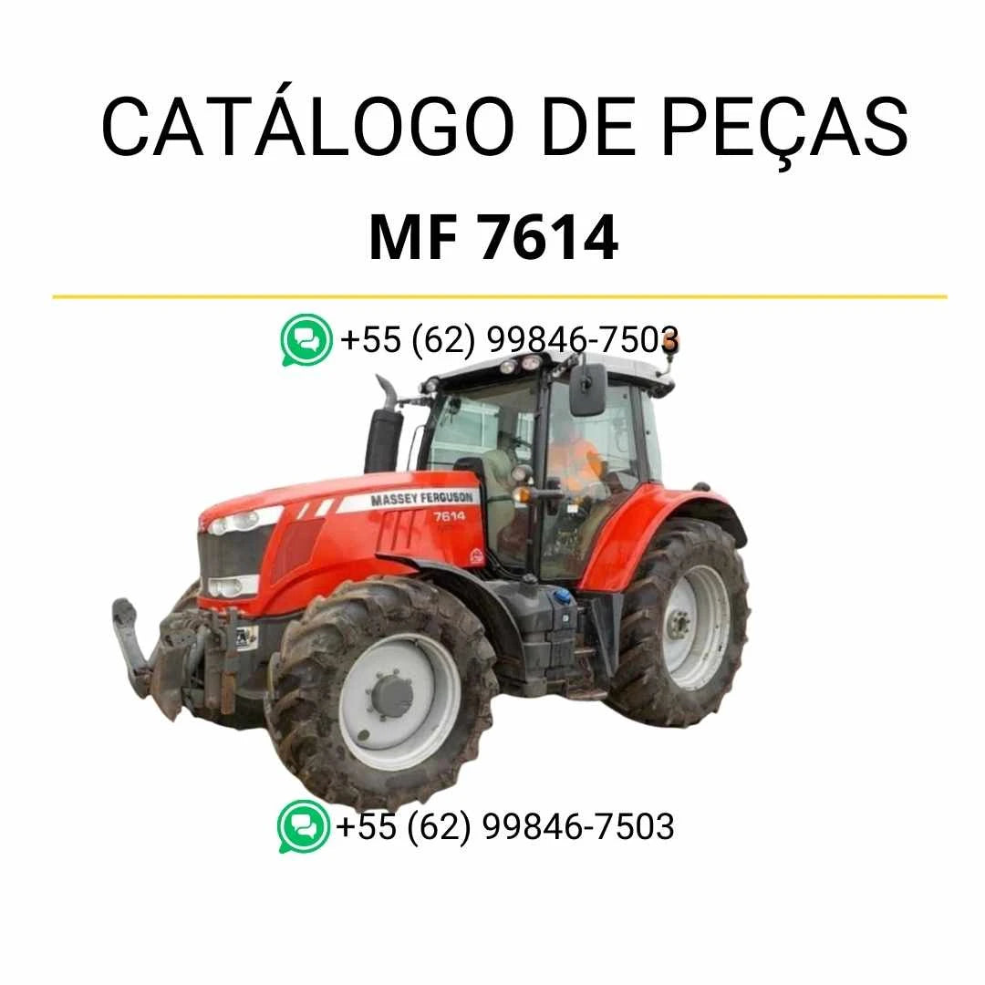 Catálogo de peças PDF Massey Ferguson MF 7614 Dyna 4 para trator, trazendo diagramas técnicos e identificação precisa dos componentes originais.