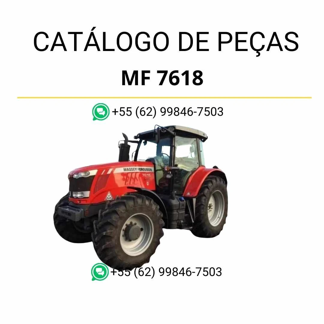 Catálogo de peças PDF Massey Ferguson MF 7618 Dyna 6 para trator, com lista completa de componentes e ilustrações técnicas detalhadas.