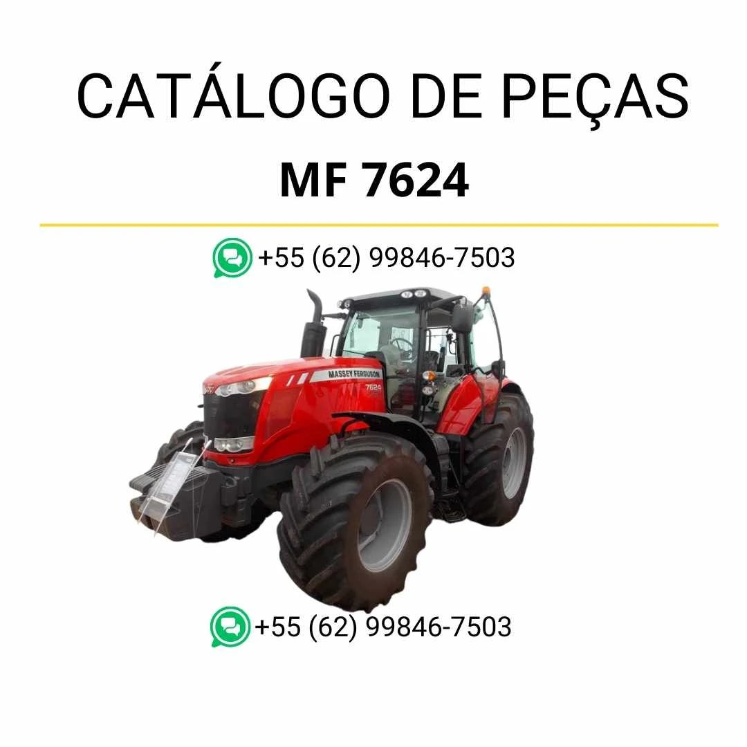 Catálogo de peças PDF Massey Ferguson MF 7624 Dyna 6 para trator, com ilustrações técnicas e identificação completa de componentes.
