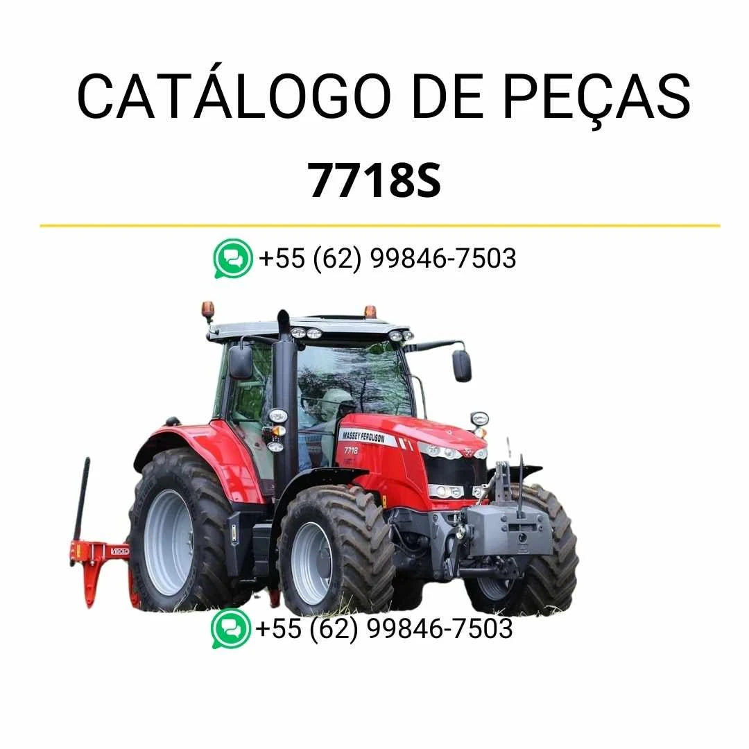 Catálogo de peças PDF Massey Ferguson MF 7718 e 7718S Dyna VT com diagramas detalhados e lista completa de componentes do trator.