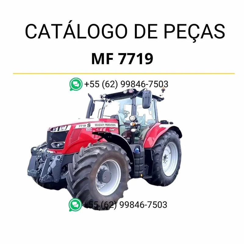 Catálogo de peças PDF Massey Ferguson MF 7719 BVS Dyna 6 com diagramas técnicos e componentes completos do trator.