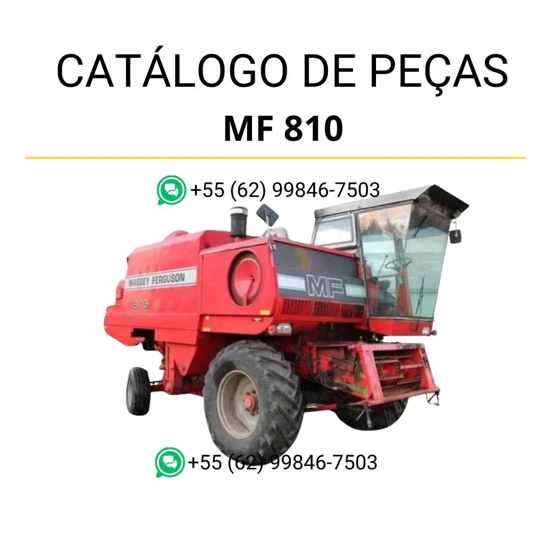 Catálogo de peças PDF Massey Ferguson MF 810 e 815 Combine, com diagramas técnicos e identificação detalhada de componentes originais.