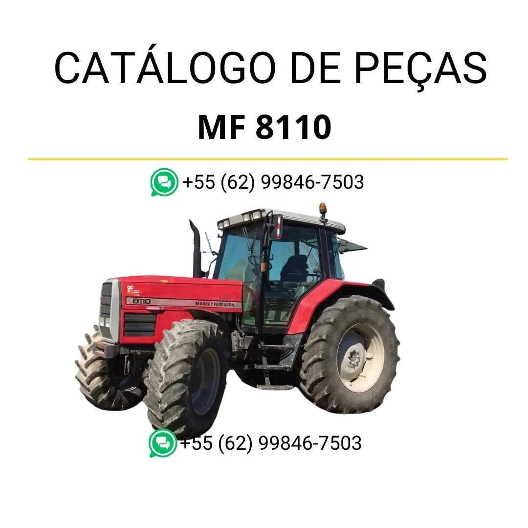 Catálogo de peças PDF Massey Ferguson MF 8110 para trator, com diagramas técnicos e identificação completa de componentes originais.