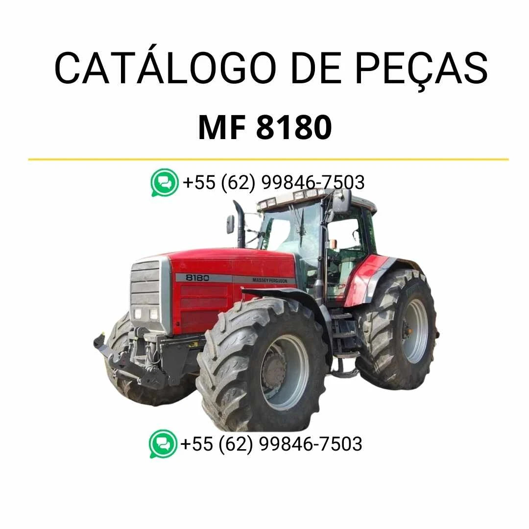 Catálogo de peças PDF Massey Ferguson MF 8180 para trator, com diagramas detalhados e lista completa de componentes originais.