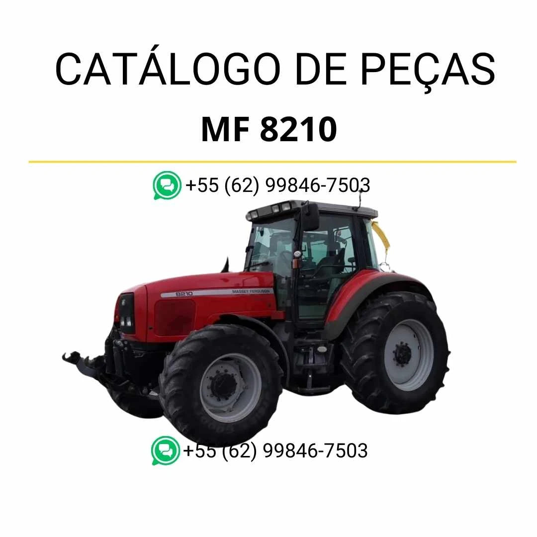 Catálogo de peças PDF Massey Ferguson MF 8210 e 8220 para trator, com diagramas completos e identificação precisa de componentes originais.