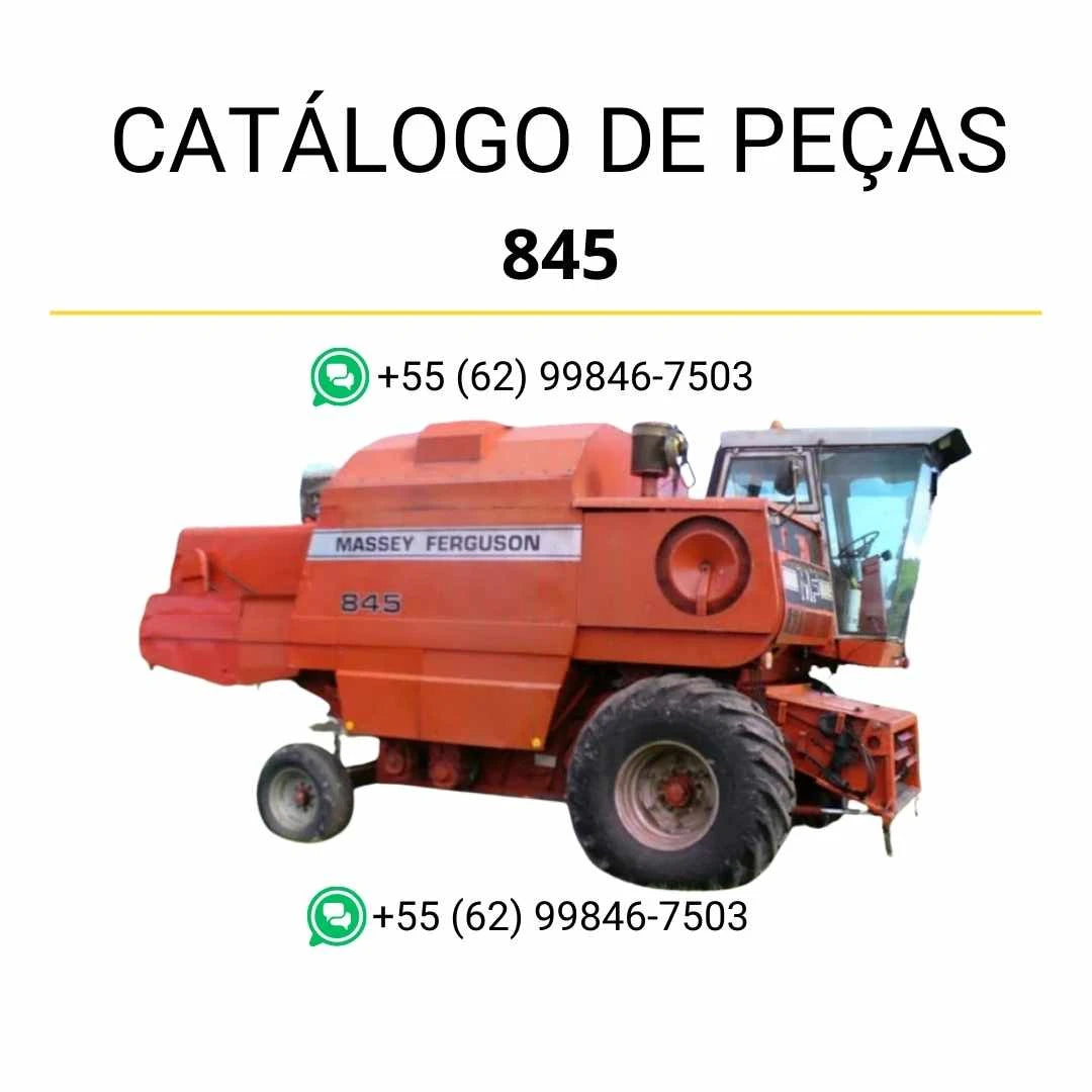 Catálogo de peças PDF Massey Ferguson MF 840 e 845 Combine, com diagramas detalhados e identificação completa dos componentes.