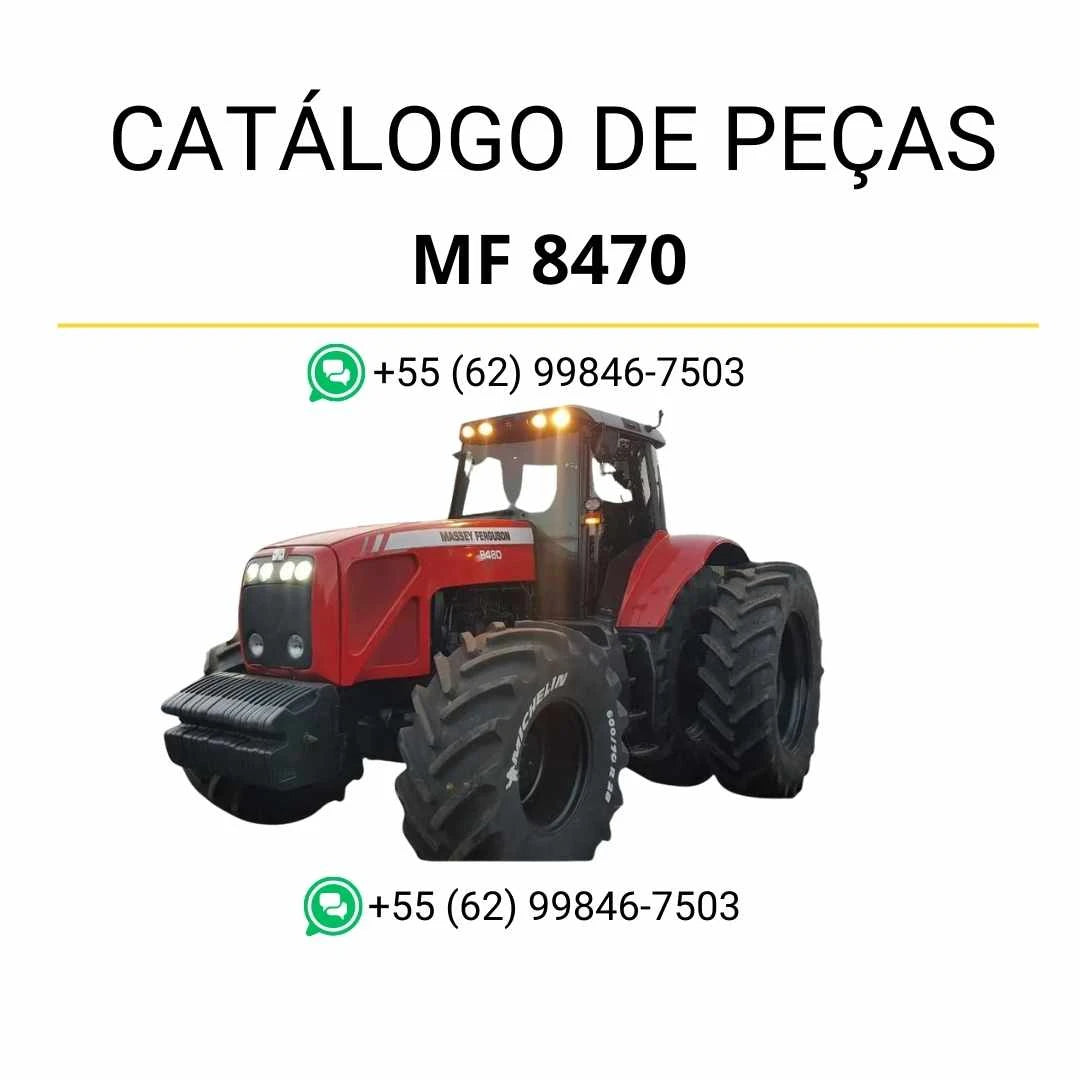 Catálogo de peças PDF Massey Ferguson MF 8470 e 8480 TIER 3 com ilustrações técnicas e identificação completa dos componentes.