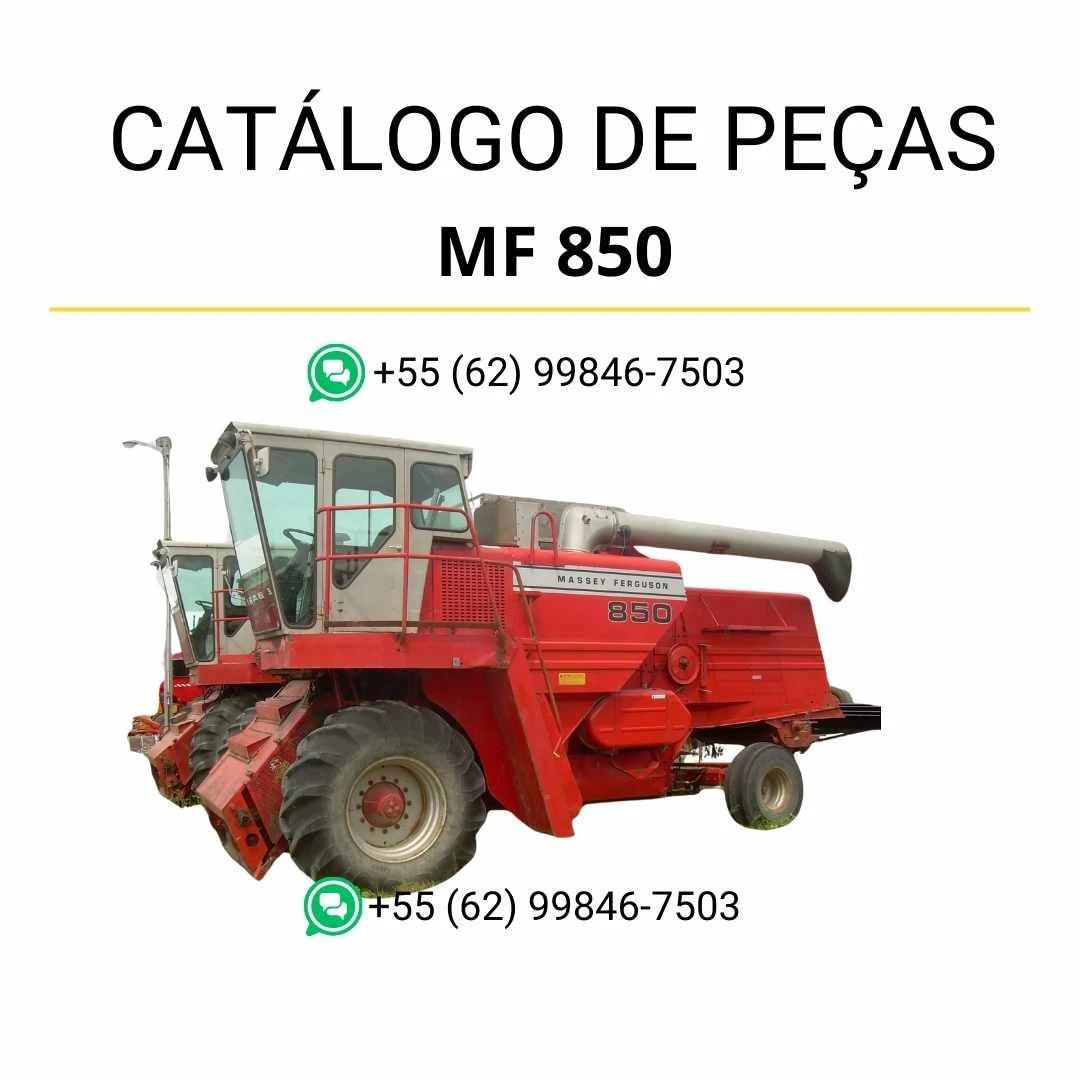 Catálogo de peças PDF Massey Ferguson MF 850 e 855E Combine, com ilustrações técnicas e identificação detalhada de componentes.