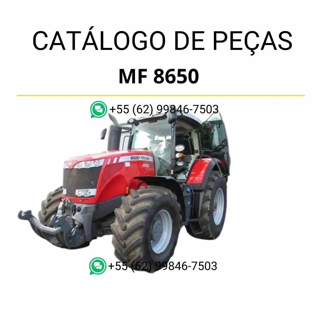 Catálogo de peças PDF Massey Ferguson MF 8650 TIER 2/3 84 CTA com diagramas detalhados e identificação completa dos componentes.