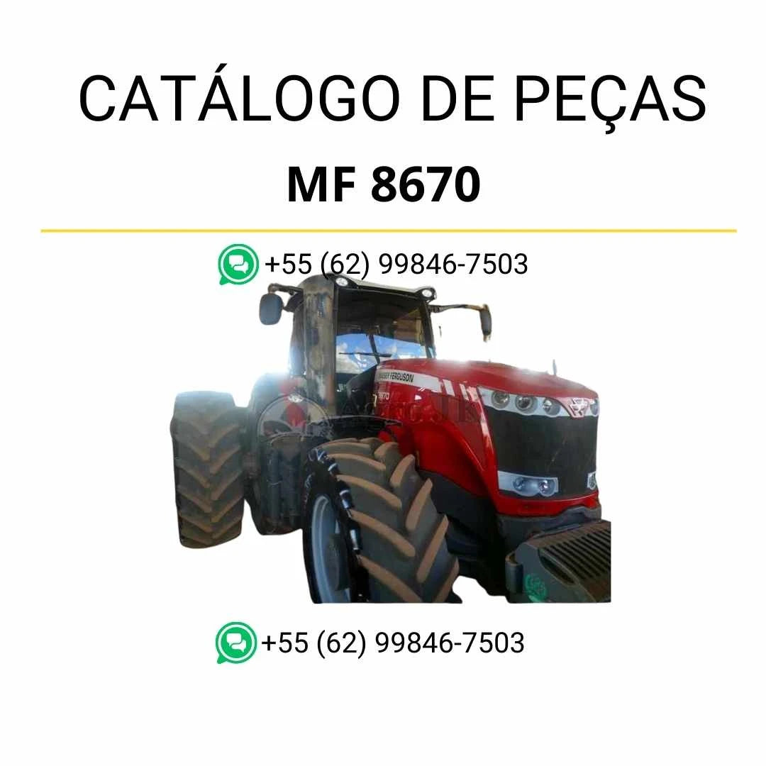 Catálogo de peças PDF Massey Ferguson MF 8670 TIER 2/3 84 CTA com ilustrações técnicas e identificação completa dos componentes.