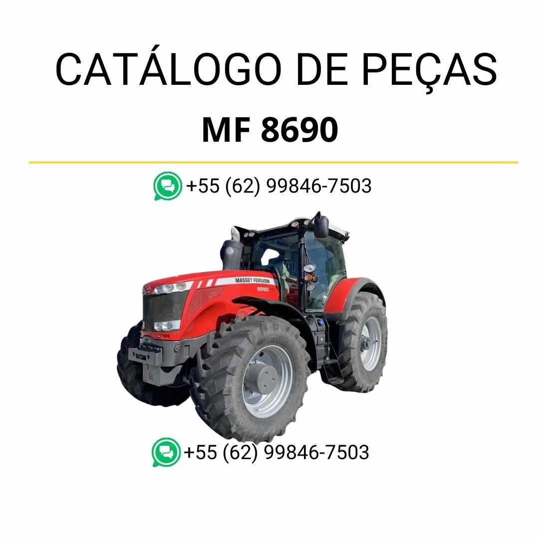 Catálogo de peças PDF Massey Ferguson MF 8690 Stage 3B para trator, com diagramas detalhados e identificação completa dos componentes.