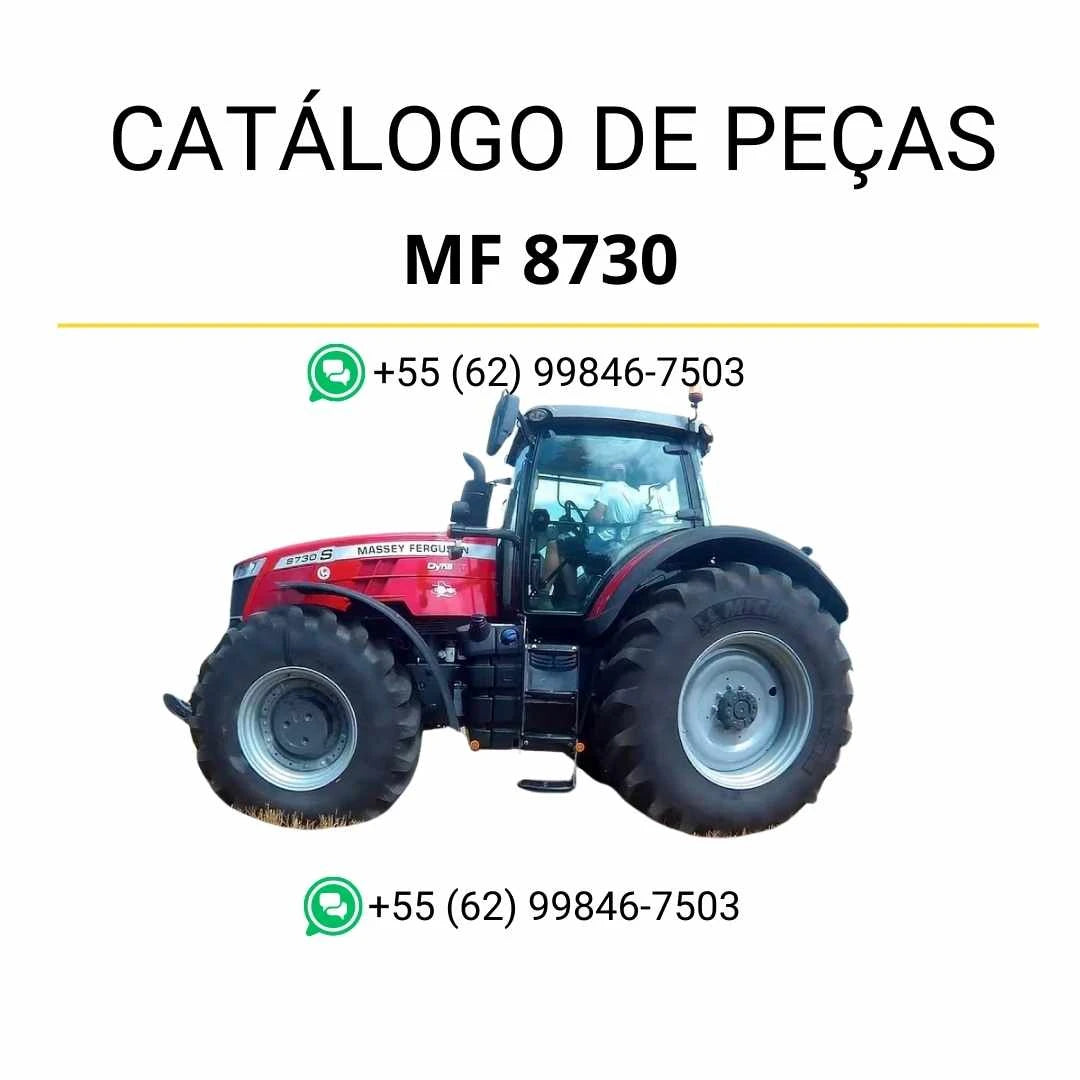 Catálogo de peças PDF Massey Ferguson MF 8730 e 2704 para trator, com diagramas técnicos e identificação completa dos componentes.