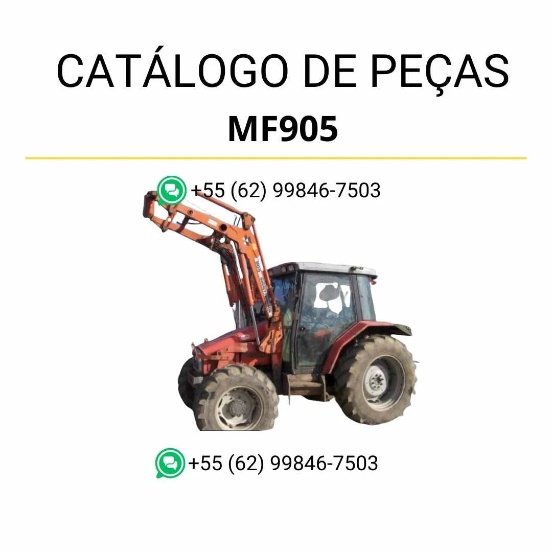 Catálogo de peças Massey Ferguson MF905, MF910, MF915 e MF920 em PDF com ilustrações técnicas e identificação detalhada dos componentes do carregador