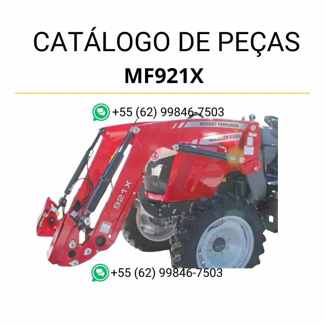 Catálogo de peças Massey Ferguson MF921X em PDF com diagramas ilustrados e identificação completa dos componentes do carregador
