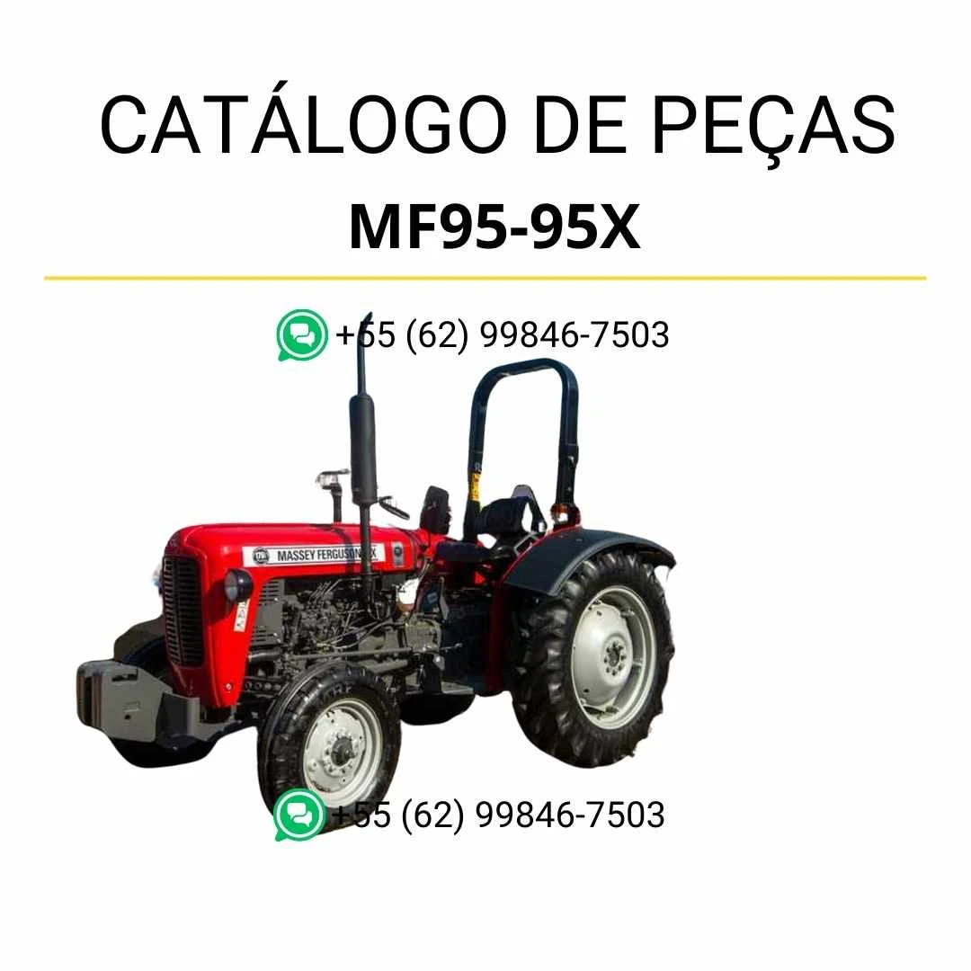 Catálogo de peças Massey Ferguson MF 95 e 95X em PDF, com ilustrações técnicas detalhadas e relação completa de componentes do trator