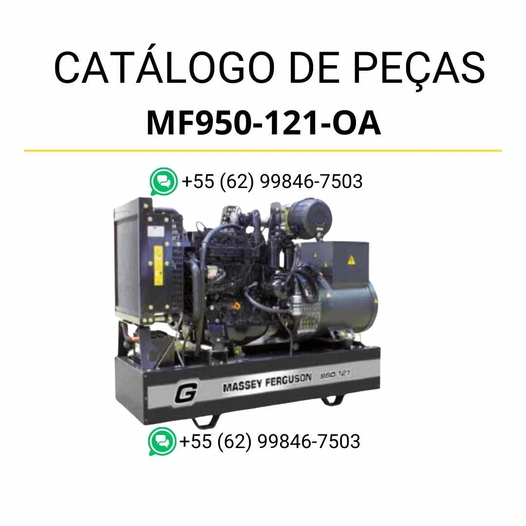 Catálogo de peças Massey Ferguson MF950-121-OM Gerador de Energia em PDF com ilustrações técnicas e identificação precisa dos componentes
