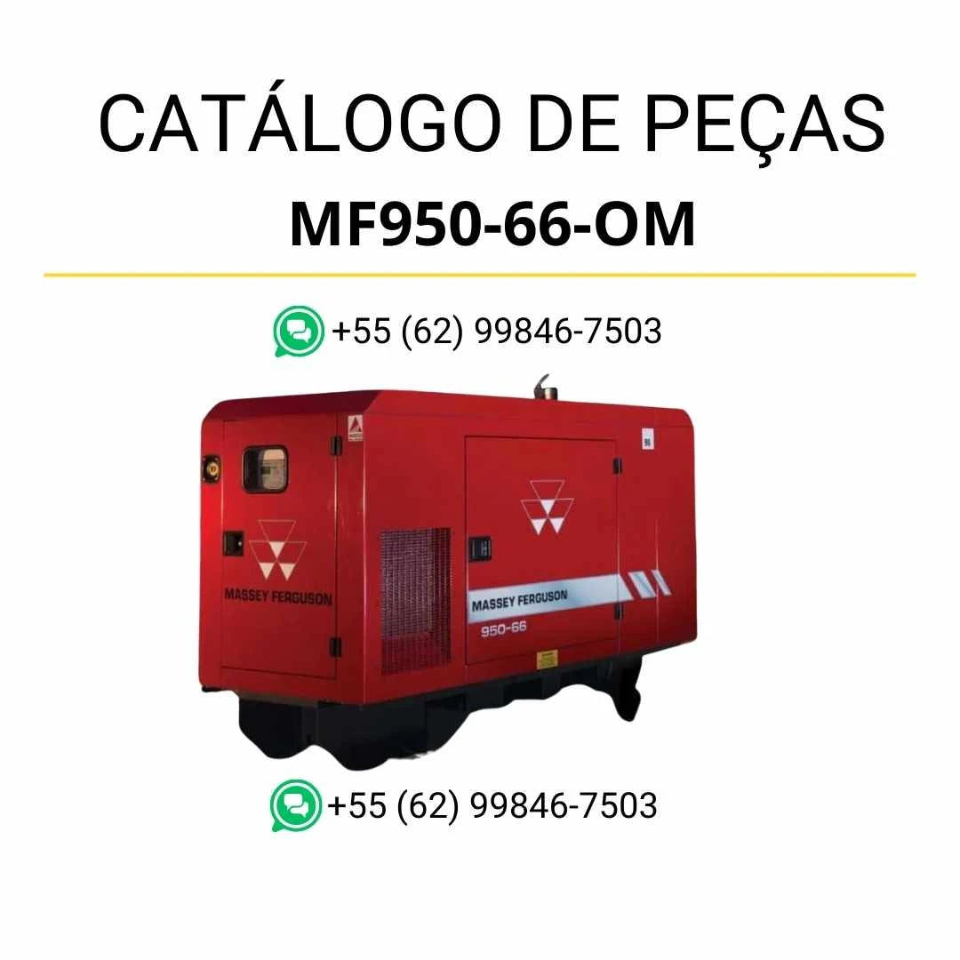 Catálogo de peças Massey Ferguson MF950-66-OM Gerador de Energia em PDF com ilustrações técnicas e identificação completa dos componentes