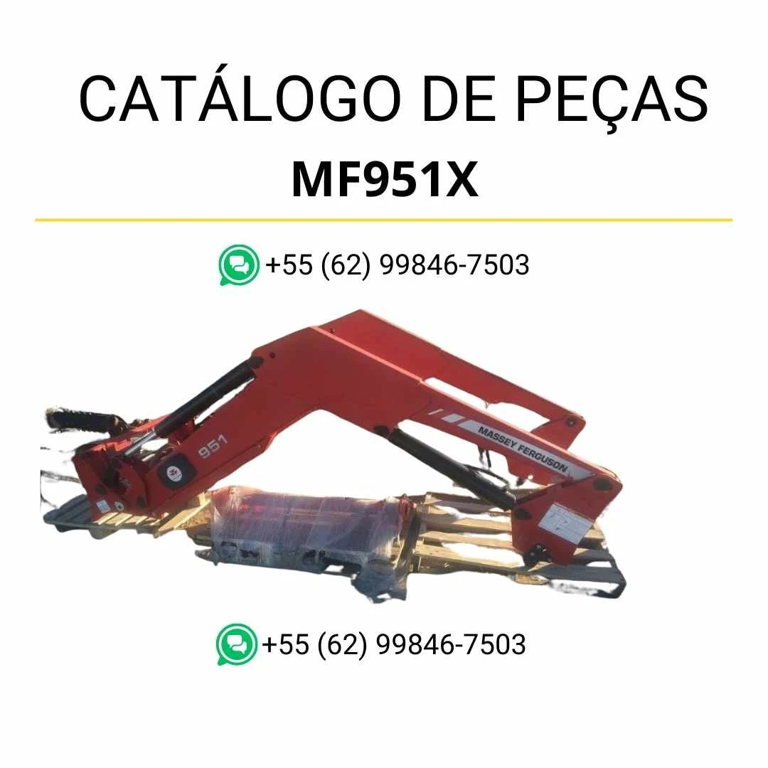 Catálogo de peças Massey Ferguson MF951X em PDF com ilustrações técnicas e lista completa de componentes do carregador