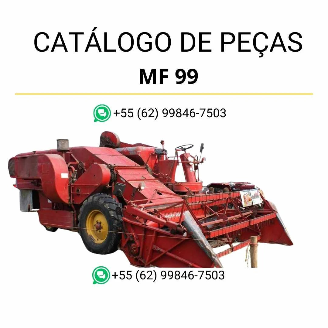 Catálogo de peças PDF Massey Ferguson MF 99 Combine colheitadeira, com identificação dos componentes e diagramas detalhados para manutenção.