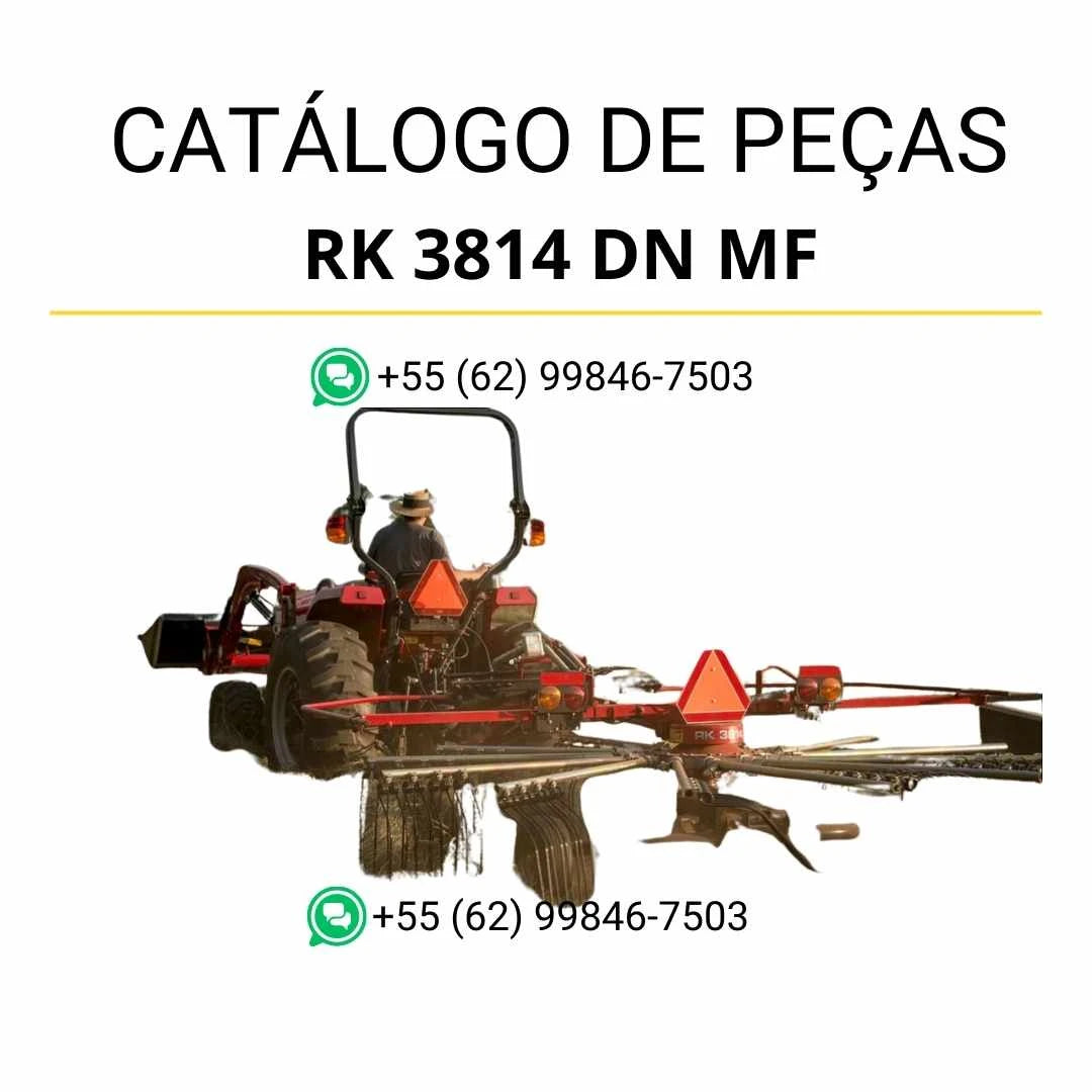 Catálogo de peças Massey Ferguson RK 3814 DN em PDF, apresentando ilustrações técnicas e identificação completa dos componentes NUA