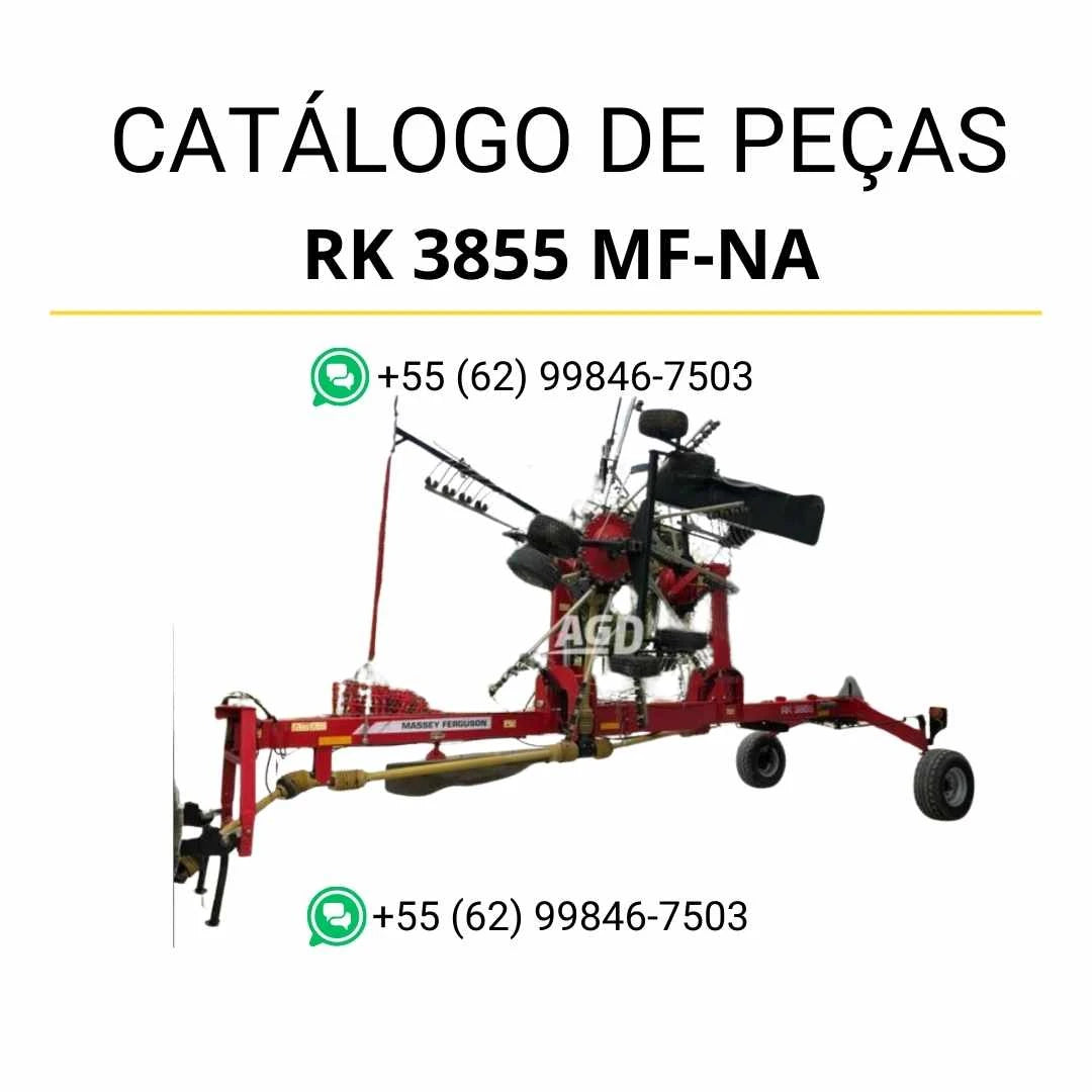 Catálogo de peças Massey Ferguson RK 3855 em PDF com diagramas técnicos e identificação detalhada dos componentes originais