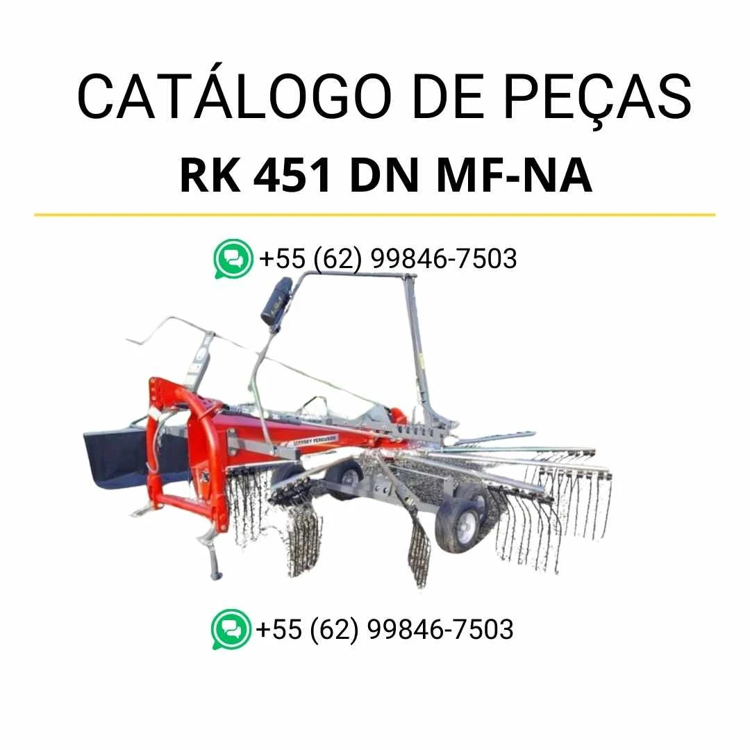 Catálogo de peças Massey Ferguson RK 451 DN NUB em PDF com ilustrações técnicas e detalhamento completo dos componentes