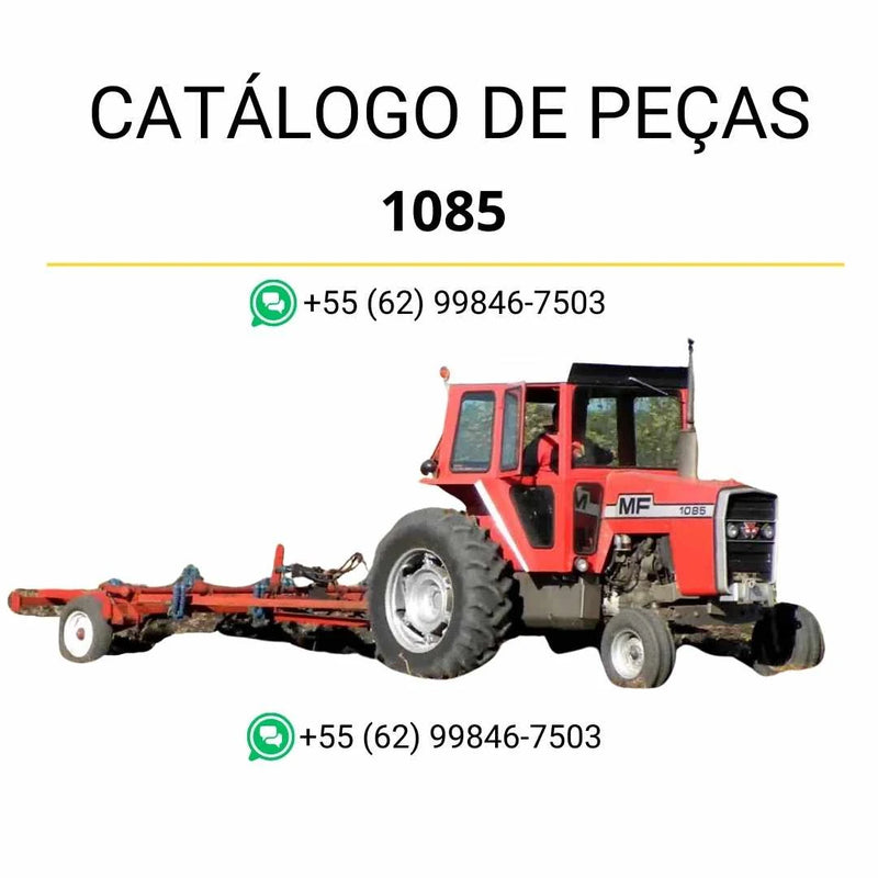 Catálogo de peças do trator Massey Ferguson 1085 em PDF, com vistas explodidas, componentes originais e identificação técnica completa.
