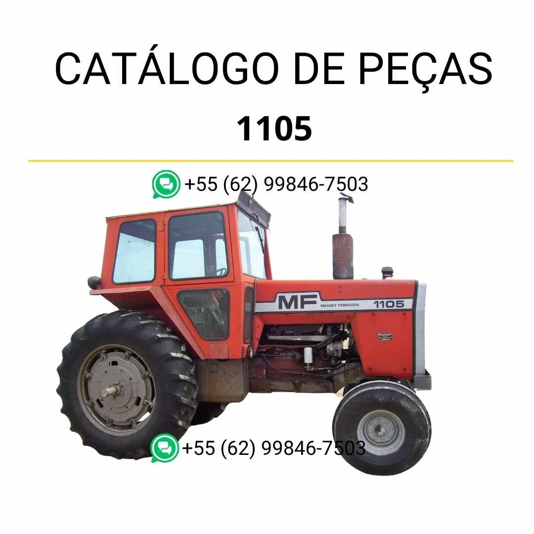 Catálogo de peças dos tratores Massey Ferguson 1105 e 1135 em PDF, com diagramas técnicos, componentes originais e vistas detalhadas.