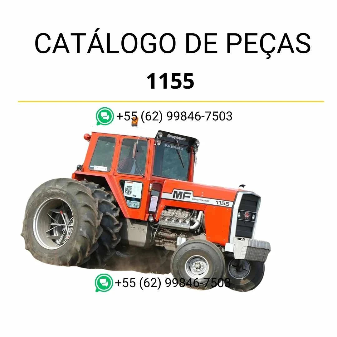 Catálogo de peças do trator Massey Ferguson 1155 em PDF, com vistas explodidas, lista de componentes e ilustrações detalhadas para manutenção.