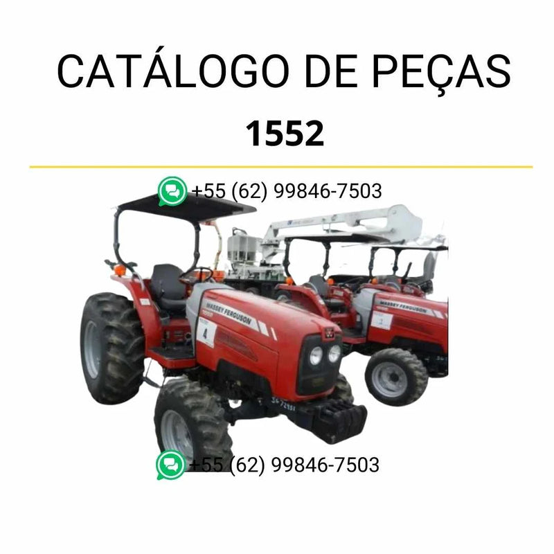 Catálogo de peças do trator Massey Ferguson 1552 em PDF, com vistas técnicas, componentes originais e diagramas completos para manutenção.