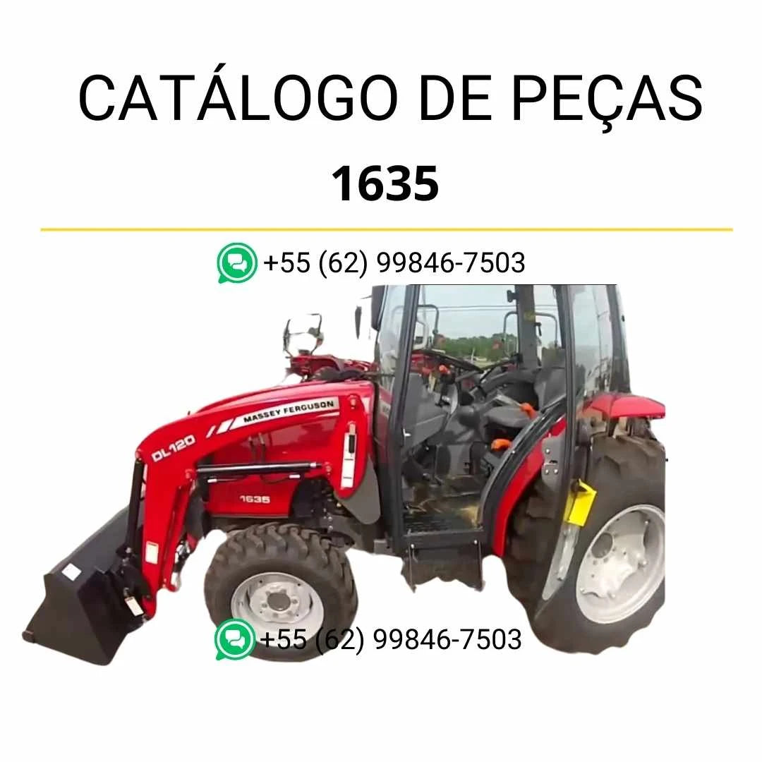 Catálogo de peças do trator Massey Ferguson 1635 em PDF, com ilustrações técnicas, lista de componentes originais e referências completas de manutenção.