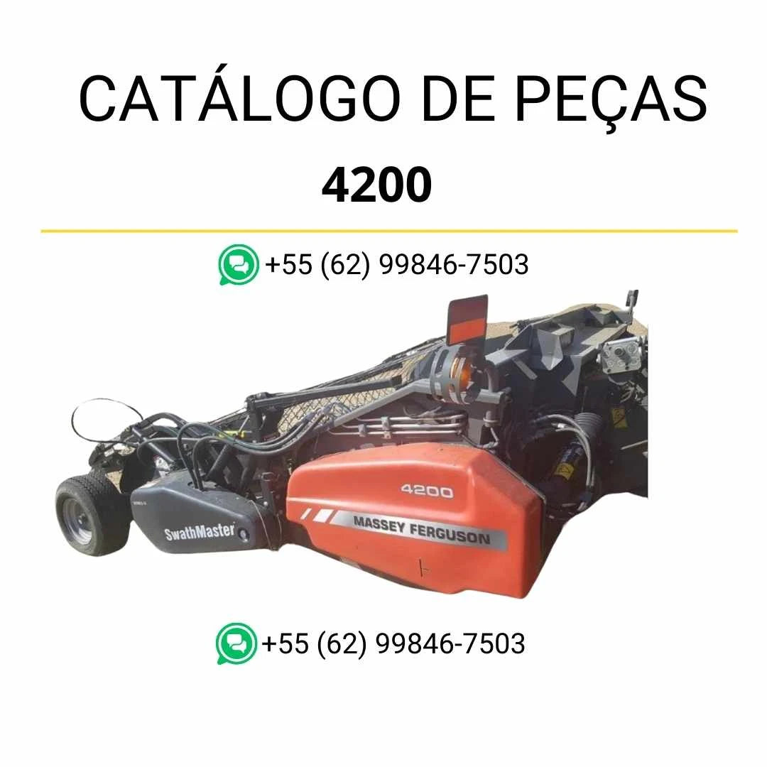 Catálogo de peças Massey Ferguson 4200 Pickup Header em PDF, com ilustrações técnicas e identificação completa dos componentes do sistema.