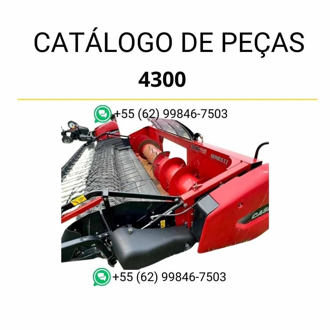 Catálogo de peças Massey Ferguson 4300 Pickup Header em PDF, com diagramas detalhados e identificação completa dos componentes originais.