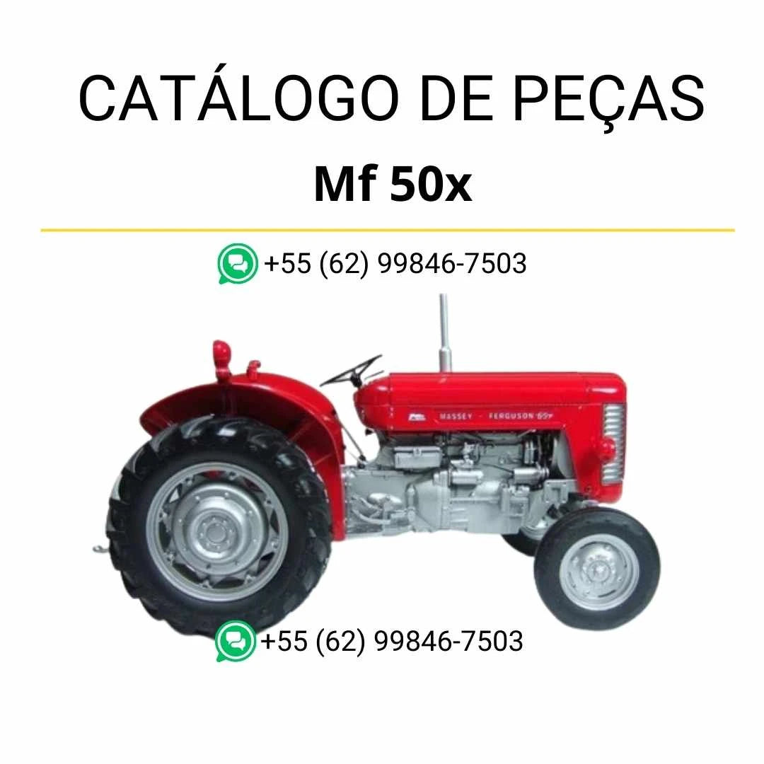 Catálogo de peças PDF do trator Massey Ferguson 50X com códigos, ilustrações técnicas e identificação completa de componentes