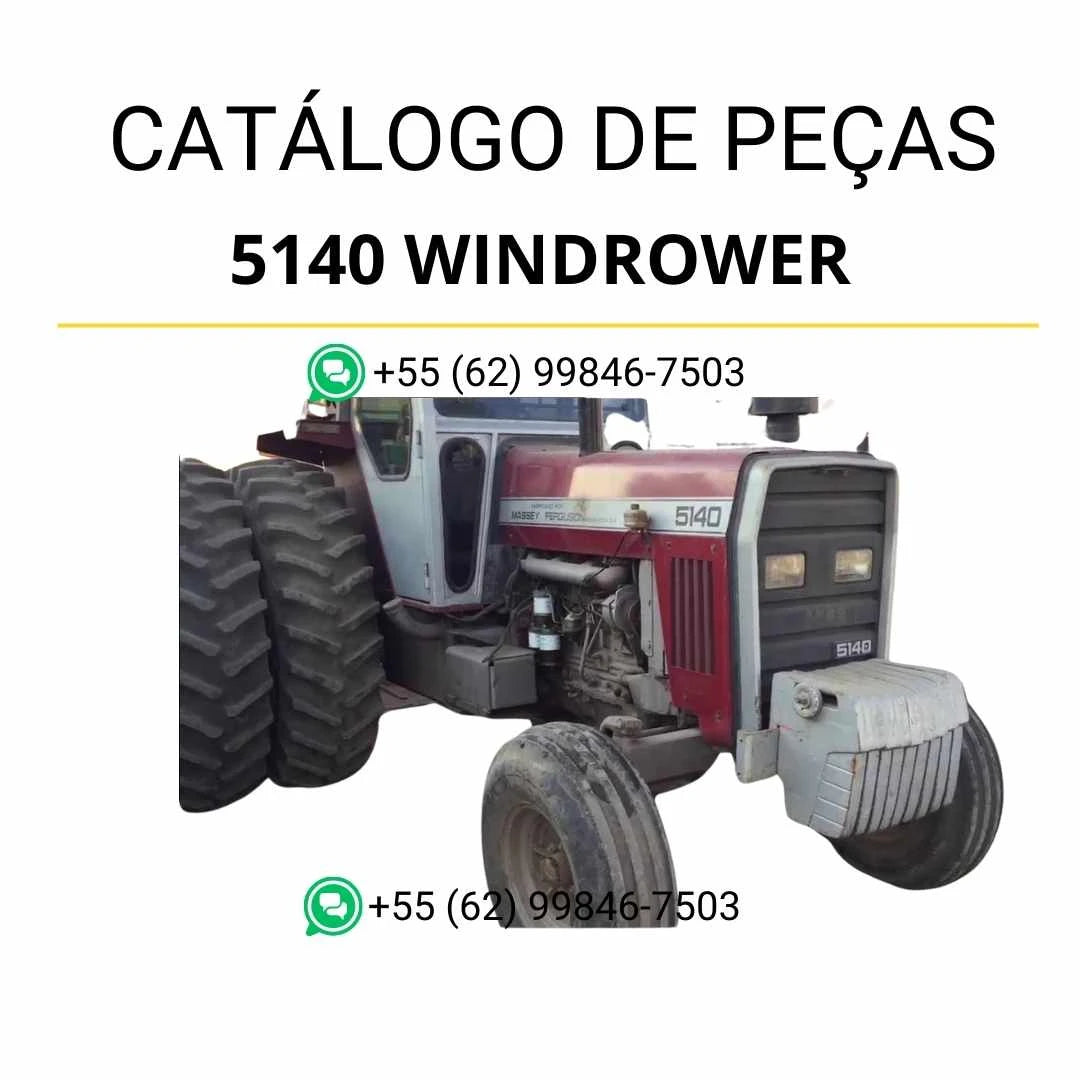 Catálogo de peças Massey Ferguson 5140 Windrower em PDF com mais de 400 páginas e ilustrações técnicas detalhadas do trator.