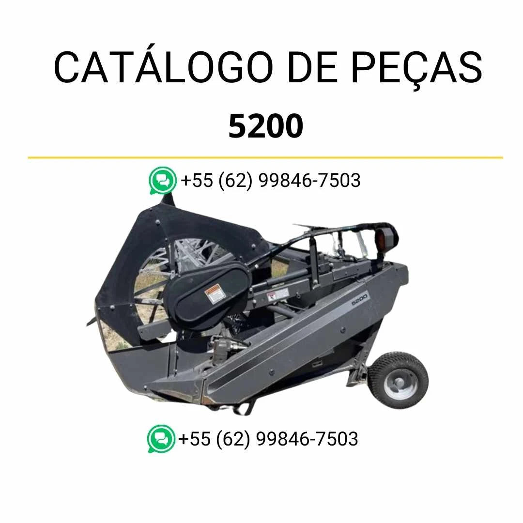 Catálogo de peças Massey Ferguson 5200 Draper Header em PDF com vistas explodidas e lista completa de componentes para manutenção.