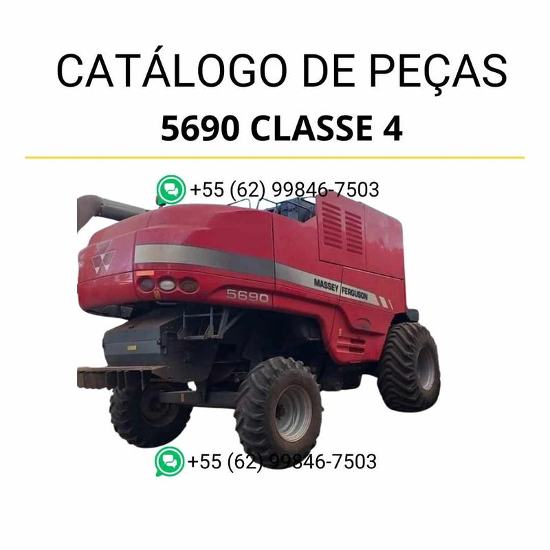 Catálogo de peças Massey Ferguson 5690 Classe 4 em PDF, com diagramas técnicos e lista detalhada de componentes da colheitadeira.