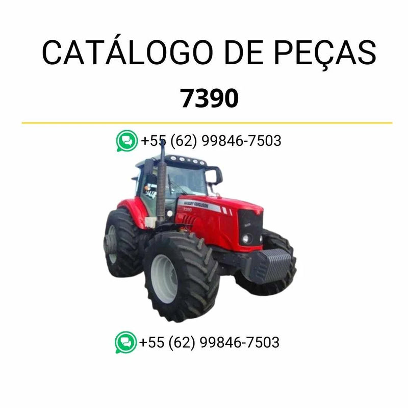 Catálogo de peças do trator Massey Ferguson 7390 em PDF, com ilustrações técnicas detalhadas e identificação completa dos componentes originais.