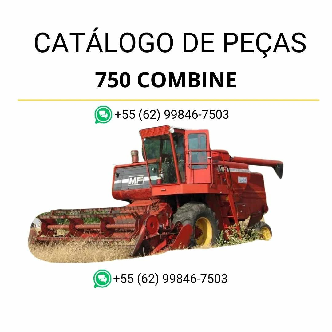 Catálogo de peças Massey Ferguson 750 Combine em PDF, com diagramas detalhados e lista completa de componentes da colheitadeira.
