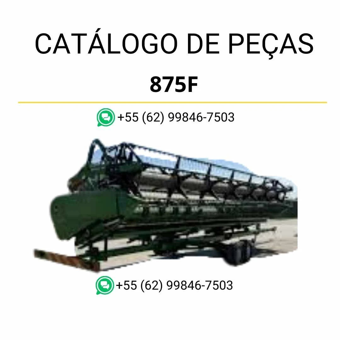 Catálogo de peças Massey Ferguson 870F e 875F Cornflow Header em PDF, com ilustrações técnicas e identificação completa dos componentes.