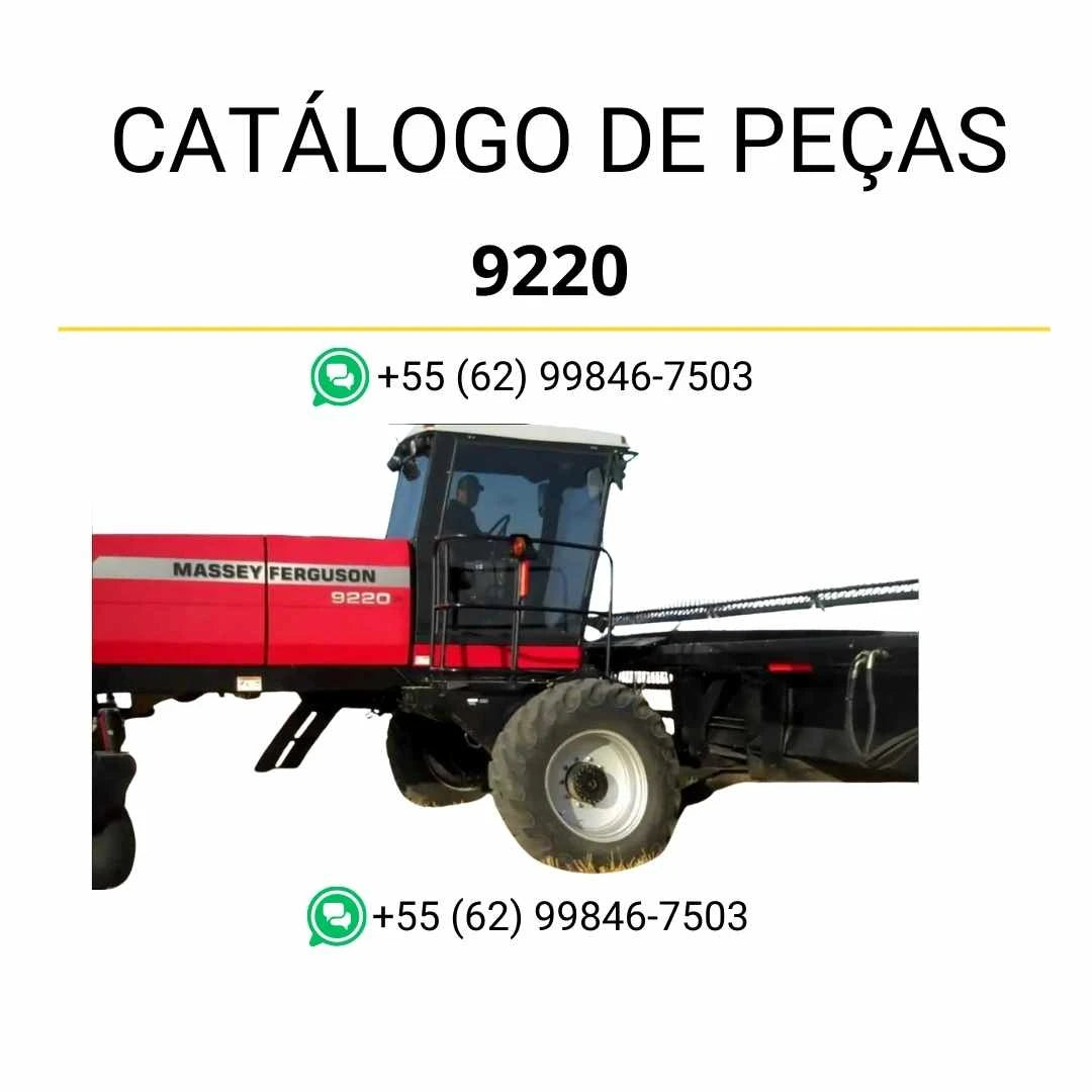 Catálogo de peças Massey Ferguson 9220 Windrower em PDF, com diagramas técnicos, vistas explodidas e identificação completa de componentes.