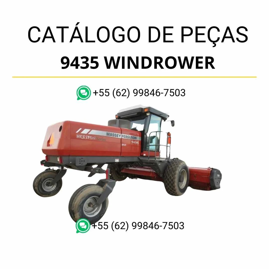 Catálogo de peças Massey Ferguson 9435 Windrower Trator em PDF, com diagramas técnicos completos e identificação detalhada dos componentes.