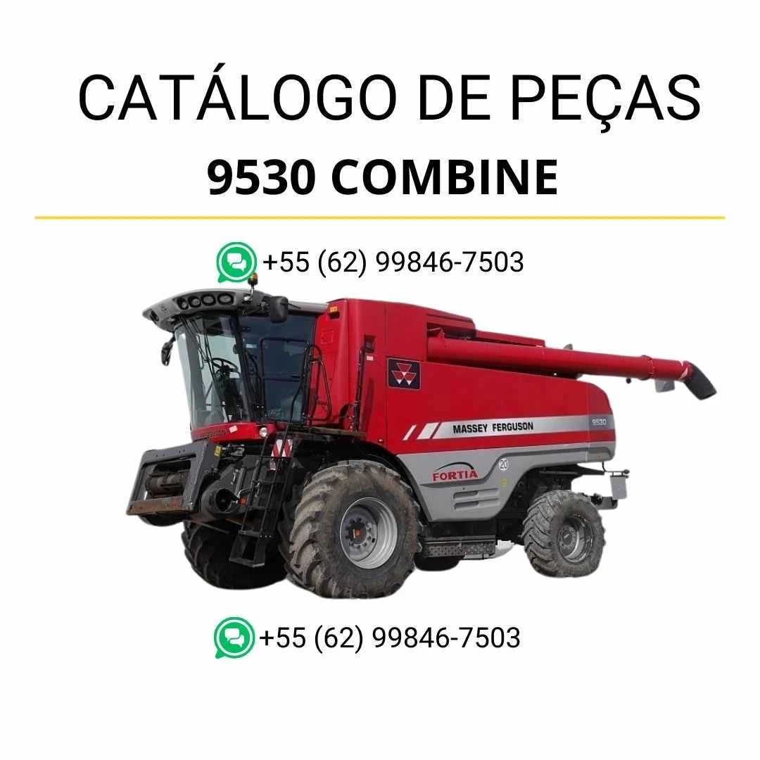Catálogo de peças Massey Ferguson 9530 Combine Colheitadeira em PDF, com diagramas detalhados e identificação precisa dos componentes originais.