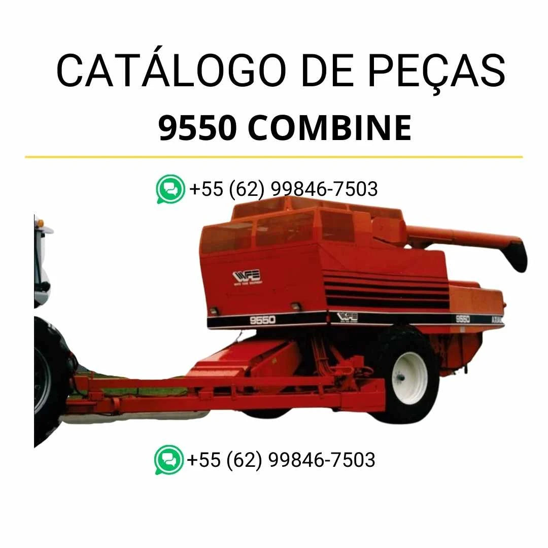 Catálogo de peças Massey Ferguson 9550 Combine Colheitadeira em PDF, com diagramas técnicos e lista completa de componentes originais.
