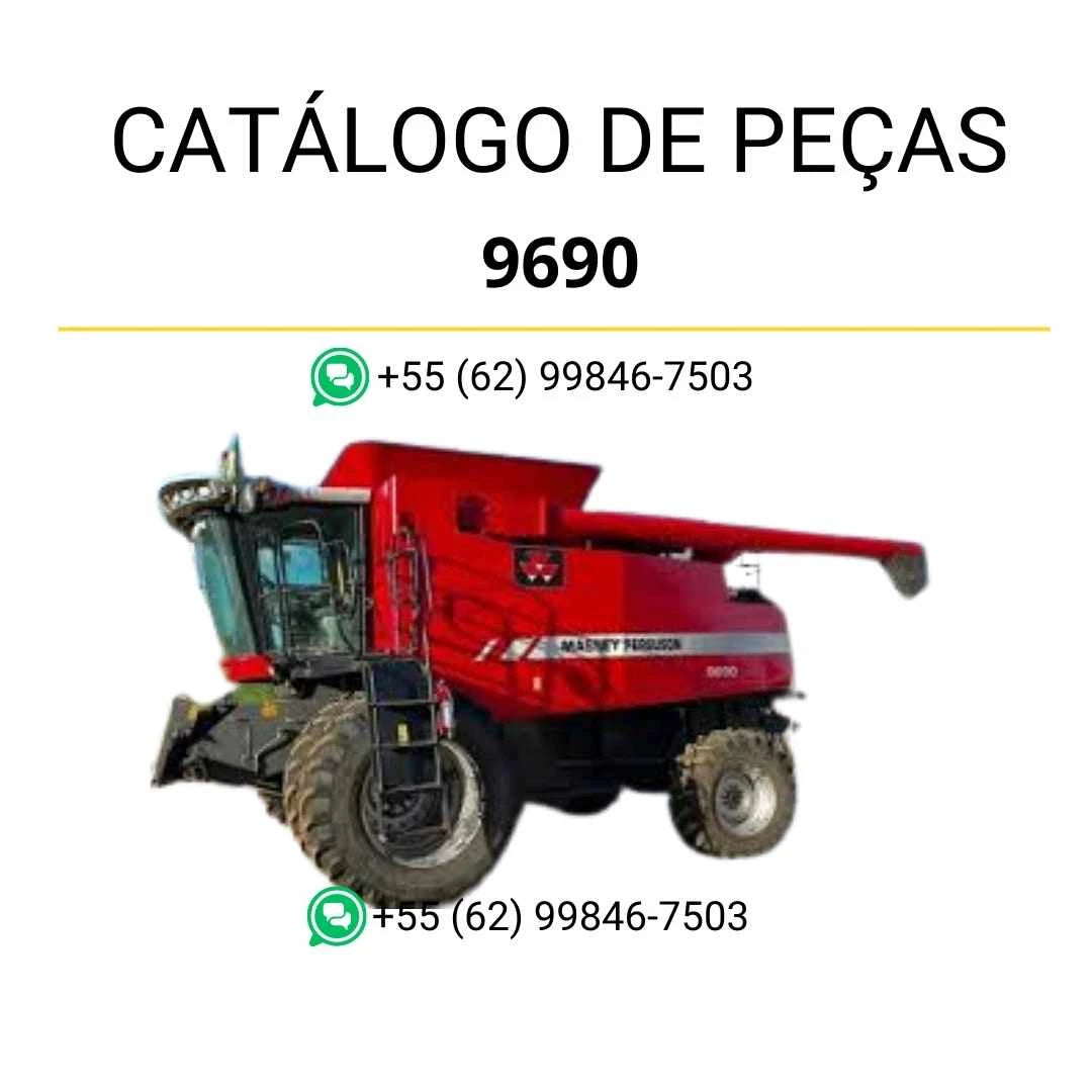 Catálogo de peças da colheitadeira Massey Ferguson 9690 em PDF, com diagramas detalhados e componentes originais para manutenção
