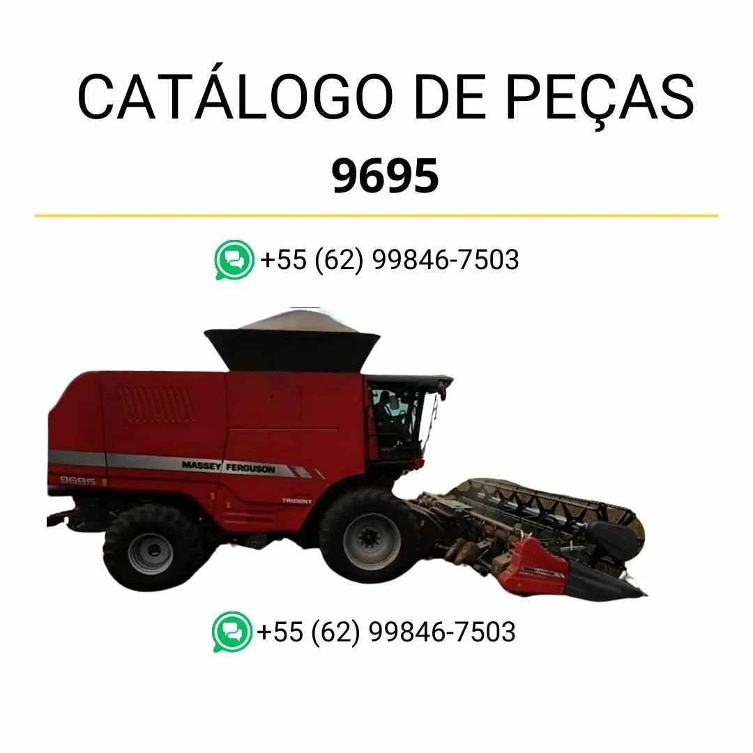 Catálogo de peças Massey Ferguson 9695 Colheitadeira em PDF, com diagramas completos e identificação de componentes originais.